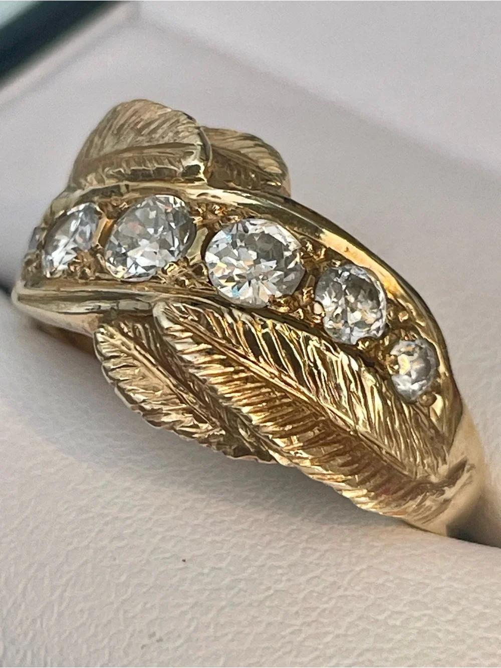 CUSTOM Vintage Solid 14k Yellow Gold .80 CT Mine Cut Genuine Diamond Ring OAK